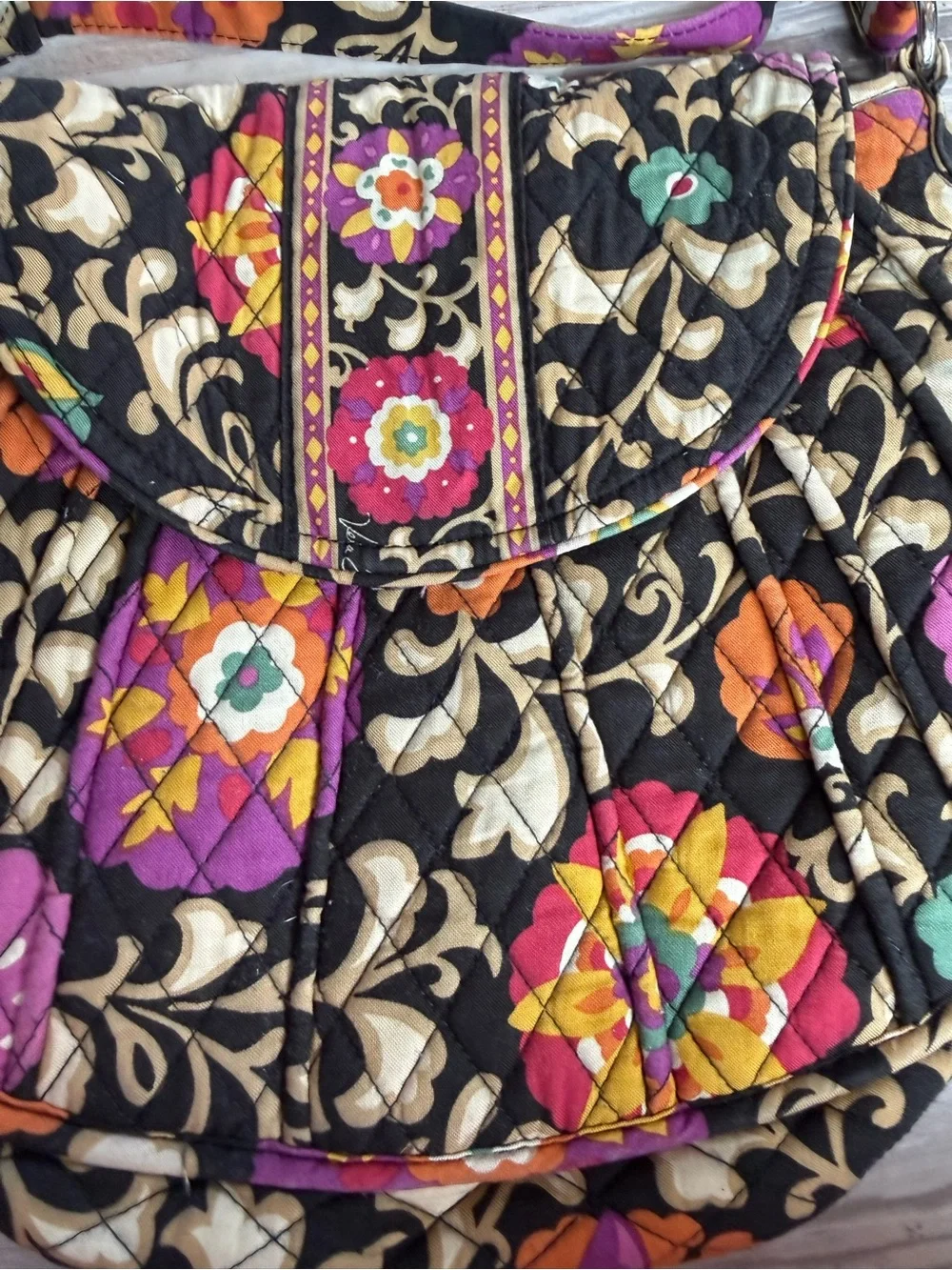 Vera Bradley The Frannie Quilted Crossbody In Retired Pattern Suzani